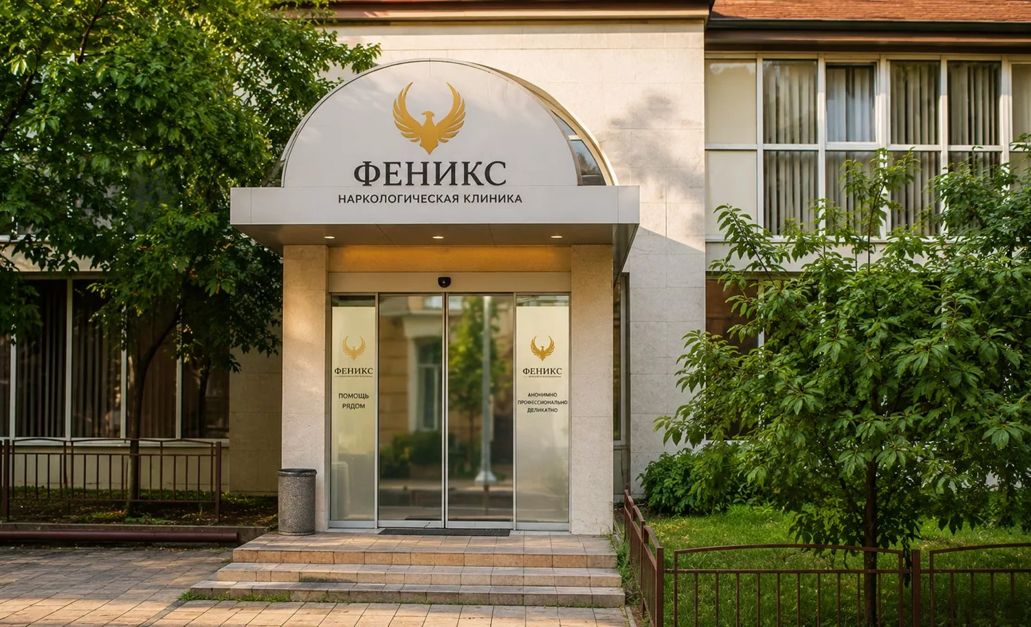 Вход в наркологическую клинику «Феникс» в Гукове